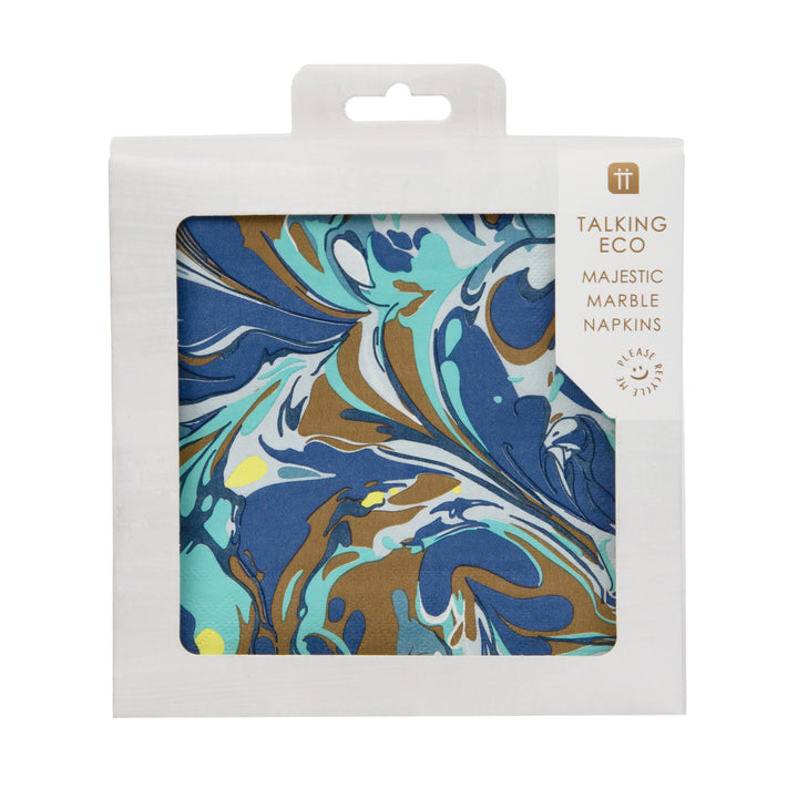 Eco-Friendly Marble Blue Party Napkins | 20 Pack |