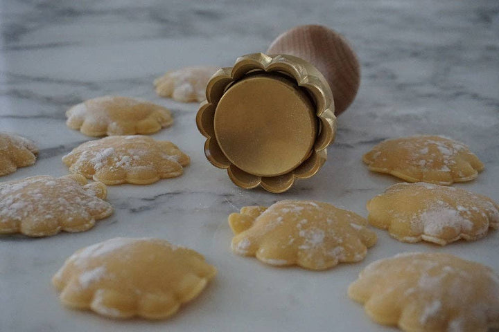 Round Flower Ravioli  Pasta Cutter, Stamp in brass