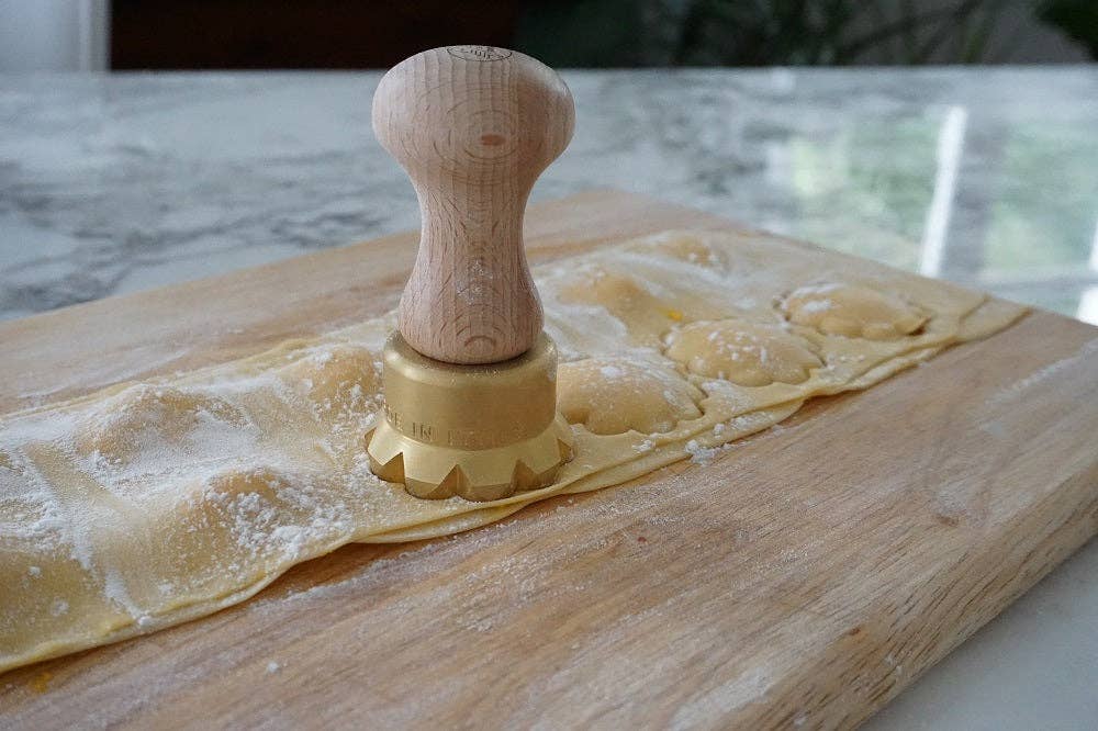 Round Flower Ravioli  Pasta Cutter, Stamp in brass