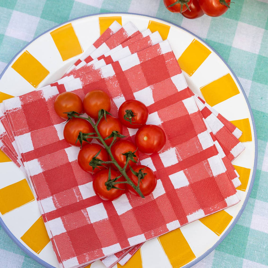 Red & White Check Napkins | 20 Pack | Spring | Summer |