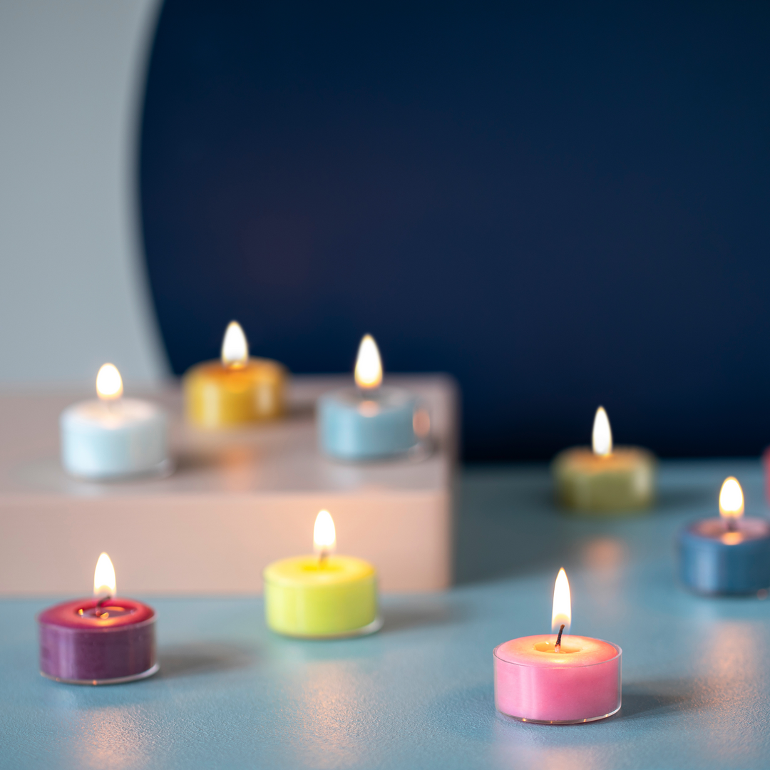 Coloured Tea Lights – Set of 9